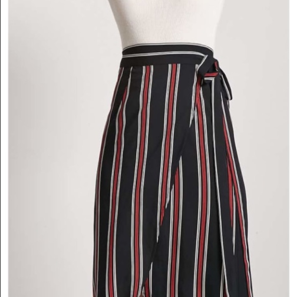 Stripe Wrap-Front Maxi Skirt